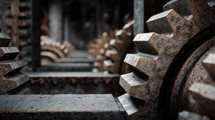 Detailed Close-Up of Carburized Gears in a Industrial Setting