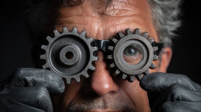 Gear Inspector Using Loupe for Metallurgical Analysis of Carburized Parts