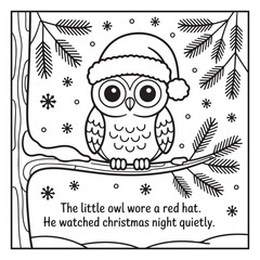 Black and White Holiday Coloring Page, Fun Christmas Coloring Page, Coloring Page Line Art, Christmas Coloring Page Illustration, Christmas Story