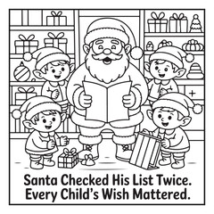Black and White Holiday Coloring Page, Fun Christmas Coloring Page, Coloring Page Line Art, Christmas Coloring Page Illustration, Christmas Story