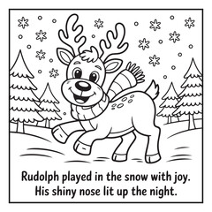 Black and White Holiday Coloring Page, Fun Christmas Coloring Page, Coloring Page Line Art, Christmas Coloring Page Illustration, Christmas Story