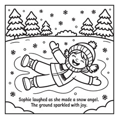 Black and White Holiday Coloring Page, Fun Christmas Coloring Page, Coloring Page Line Art, Christmas Coloring Page Illustration, Christmas Story