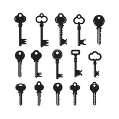 Antique Key Silhouettes – Medieval & Modern Vintage Keys Vector Set