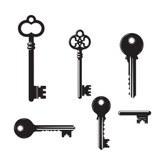 Antique Key Silhouettes – Medieval & Modern Vintage Keys Vector Set