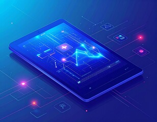 Infographic Design for Technology on Tablet, Futuristic Environment, Informative View