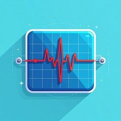 Heartbeat Graph Illustration, Digital Medical Context, Clean Design, Flat Style