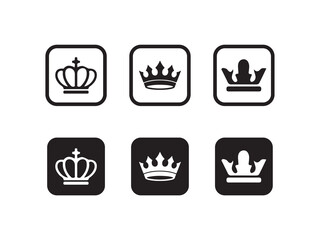 Crown Icon Set, Royal king crown symbol, crown logo collection, Flat silhouette, isolated on white background, Vector illustration EPS 10.