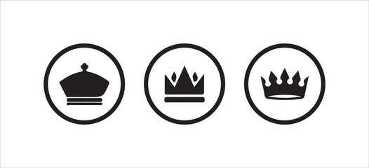 Crown icon set,  Royal crown symbol collection, line crown icon, silhouette crown symbol, vector illustration eps 10.