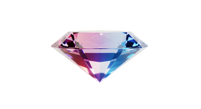 A stunning diamond with mesmerizing iridescent colors isolated on transparent background