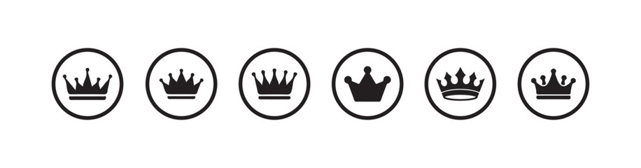 Crown icon set, crown vector icon, Royal sign symbol vector, black crown icon, Collection of crown silhouette,  Vector illustration EPS 10.