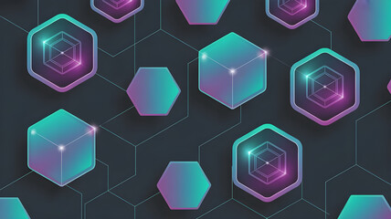 Hexagon Abstract Gradient Background Seamless Pattern
