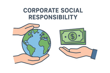 Corporate social responsibility concept with earth and money exchange