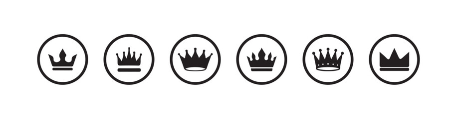 Crown icon set, Royal crown symbol collection, line crown icon, Simple black crown icon, vsctor illustration eps 10.