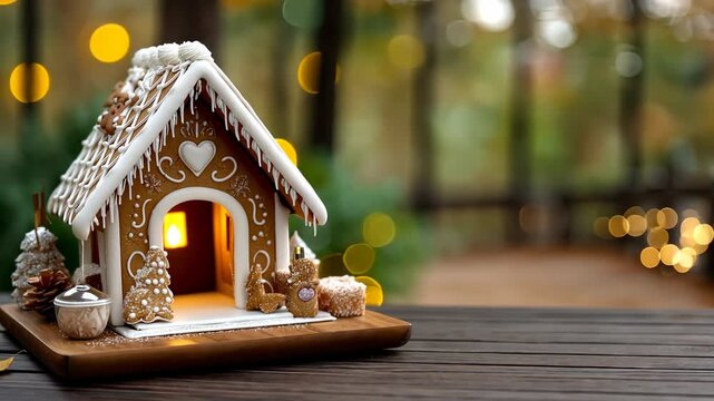 Enjoy crafting a delightful gingerbread house complete with tasty treats and warm holiday feelings in a beautiful autumn environment