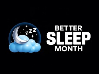 Celebrate better sleep month with a crescent moon and zzz symbols on dreamy clouds