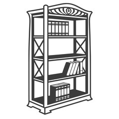 Illustration of a bookshelf with books