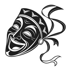 Illustration of a comedy mask in black and white