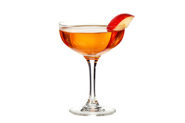 Elegant cocktail with apple slice isolated on transparent background