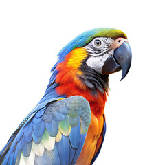 Obraz premium Blue and yellow macaw parrot, cutout, PNG isolated on white or transparent background