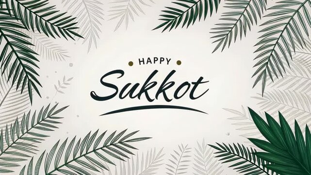 Sukkot Holiday Greeting with Palm Leaves Design