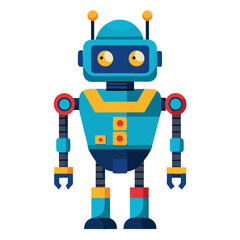Adorable friendly robot character with charming retro design, perfect for futuristic themes, playful projects, and engaging STEM education materials, originally designed as scalable graphics