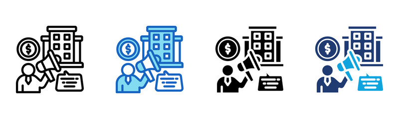 Company Pitch icon Multi Style Vector Illustration