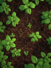 Green Basil Plants in Soil