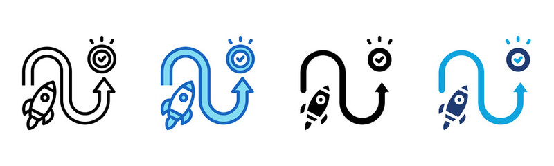 Startup Roadmap icon Multi Style Vector Illustration