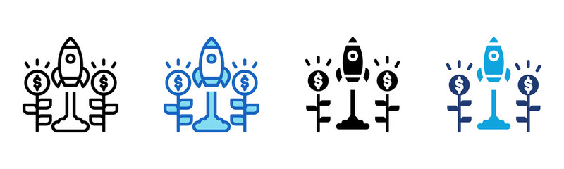 Startup Growth icon Multi Style Vector Illustration