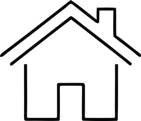 Vector art of simple outline drawing of a house with a chimney