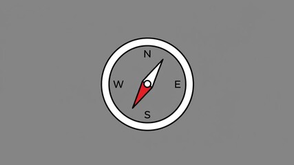 A compass with white casing black letters N E S W and needle pointing mostly north Red is used on the needle