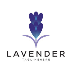 Lavender Logo Elegant Violet Flower Plant Illustration Floral Ornament Design.
