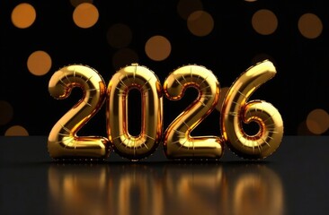 HAPPY NEW YEAR 2026 celebration holiday background greeting card banner - Golden defocus light on dark texture