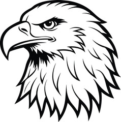 Vector Bald Eagle Line Art – Strong Black Outline Wildlife Design