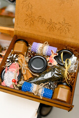 New Year's gift set in a wooden box