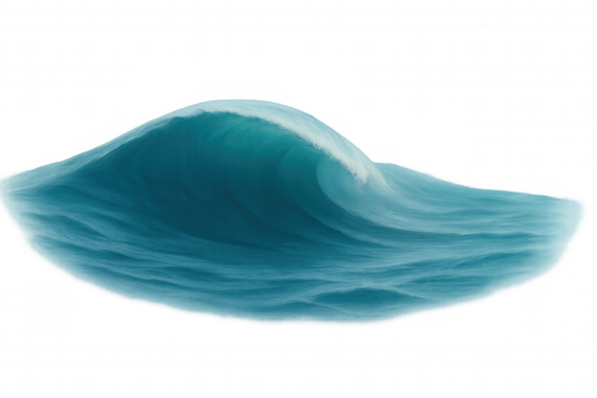 Ocean wave cresting transparent background, dynamic water splashing, powerful sea motion, nature energy concept