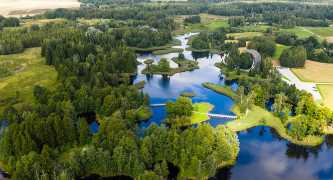 Kirkilai karst lakes and observation tower