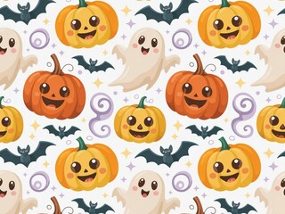 halloween seamless background GenerativeAI