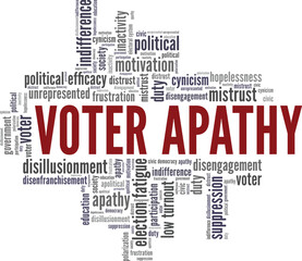 Voter Apathy word cloud conceptual design isolated on white background.