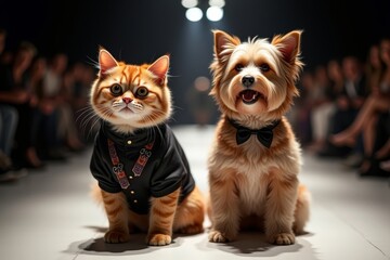 Stylish Feline and Canine Models Strutting their Stuff on the Fashion Catwalk