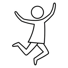 Simple Outline of a Person Jumping with Arms Raised happy excited