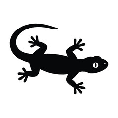 Bold Black Gecko Silhouette vector on White Background