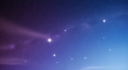 Obraz premium Starry night sky with constellations and nebula in purple and blue gradient