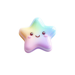 Cute Colorful Star Character with a Smiling Face and Glossy Finish