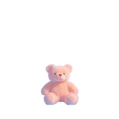 Cute Pink Teddy Bear Sitting on Soft Surface with Adorable Expression