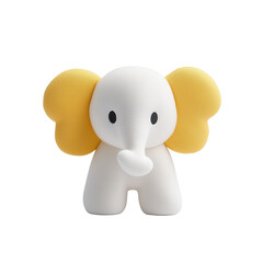 Cute Elephant Toy with Yellow Ears on a White Background