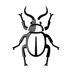 Stylized Beetle Illustration with Geometric Shapes and Contrasting Black and White.