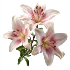 Fototapeta premium Delicate pink and white alstroemeria flowers elegant floral arrangement isolated