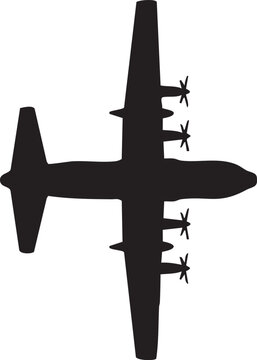 US Air Force C-130 Airborne Silhouette &ndash; Lockheed Hercules Military Cargo Plane Vector