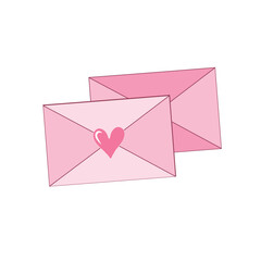 Envelopes, love letters. Vector Illustration for printing, backgrounds, covers and packaging. Image can be used for greeting cards, posters, stickers and textile. Isolated on white background.